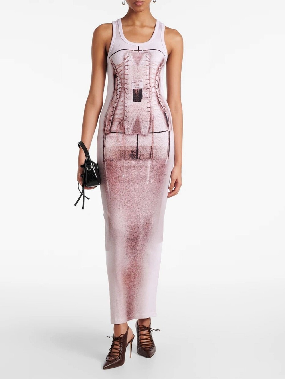 Jean Paul Gaultier 'The Corset Trompe-L'oeil' Ribbed Maxi Dress